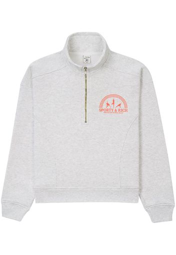 Sporty & Rich logo-print zip-up jumper - Grigio