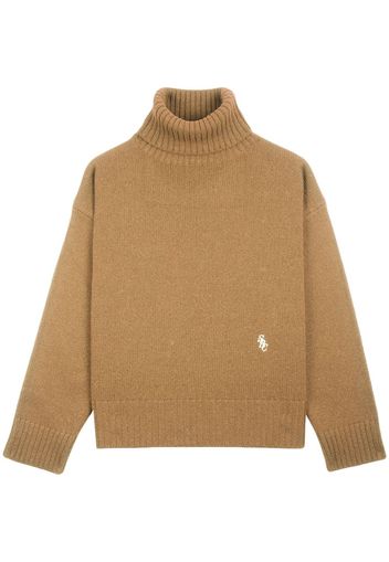 Sporty & Rich logo-embroidered wool jumper - Marrone