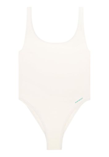 Sporty & Rich Carla logo-print swimsuit - Toni neutri