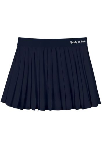 Sporty & Rich logo-print pleated skirt - Blu