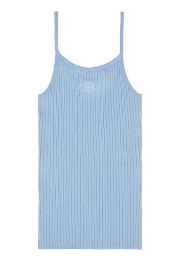 Sporty & Rich logo-patch ribbed tank top - Blu