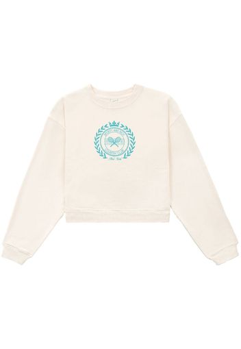 Sporty & Rich logo-print cotton cropped sweatshirt - Bianco