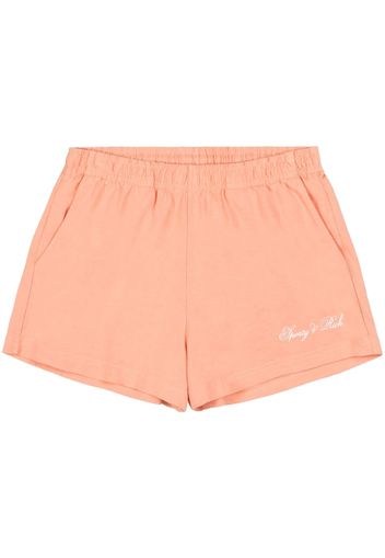 Sporty & Rich logo-print cotton shorts - Arancione