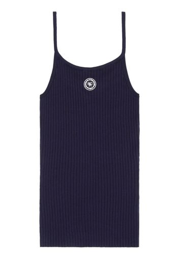 Sporty & Rich logo-patch ribbed tank top - Blu