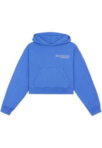 Sporty & Rich logo-print cotton hoodie - Blu