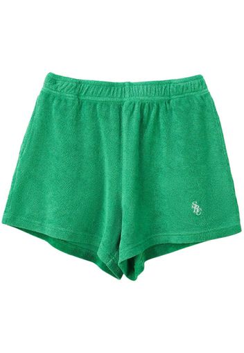 Sporty & Rich logo-embroidered terry-cloth shorts - Verde