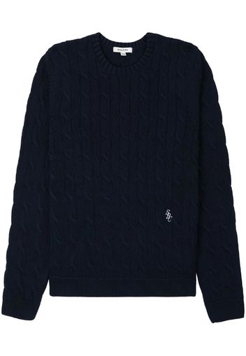 Sporty & Rich embroidered-logo cable knit jumper - Nero