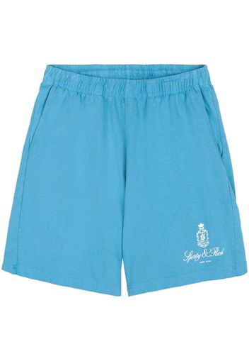 Sporty & Rich Vendome logo-print cotton shorts - Blu