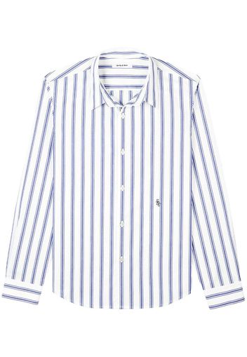 Sporty & Rich logo-embroidered striped shirt - Blu