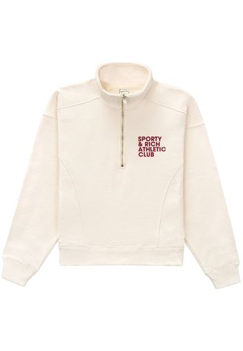 Sporty & Rich slogan-print half-zip cotton sweatshirt - Toni neutri