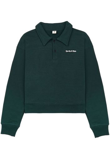 Sporty & Rich embroidered-logo long-sleeves polo shirt - Verde