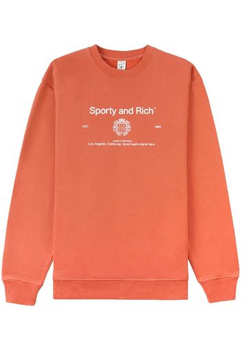 Sporty & Rich crest-print crew-neck sweatshirt - Arancione