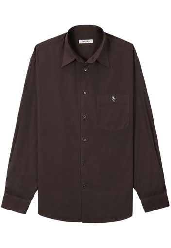 Sporty & Rich embroidered-logo cotton shirt - Marrone