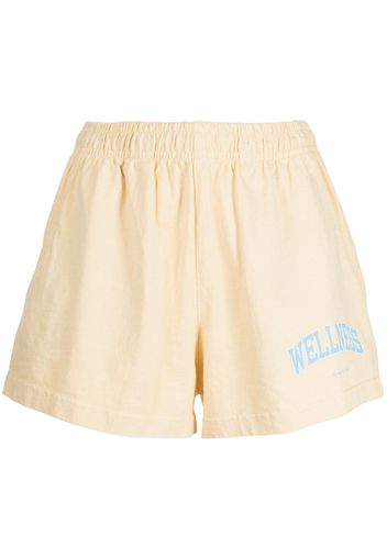 Sporty & Rich Wellness-print cotton shorts - Giallo