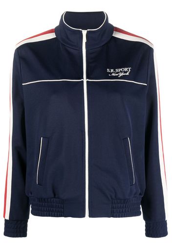 Sporty & Rich stripe-detail zip-up track jacket - Blu