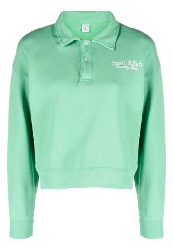 Sporty & Rich logo-print cotton polo shirt - Verde