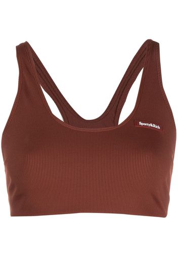 Sporty & Rich logo-print sports bra - Marrone