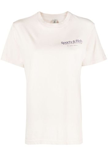 Sporty & Rich logo-print cotton T-shirt - Toni neutri