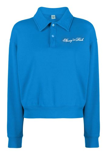 Sporty & Rich logo-embroidered polo-collar sweatshirt - Blu