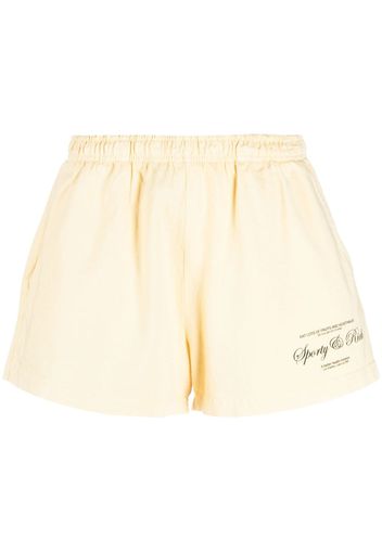 Sporty & Rich logo-print cotton mini shorts - Toni neutri