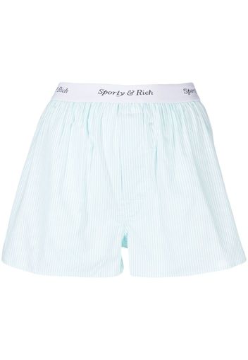 Sporty & Rich logo-waistband striped boxer shorts - Blu