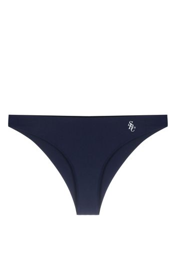 Sporty & Rich logo-print triangle bikini top - Blu