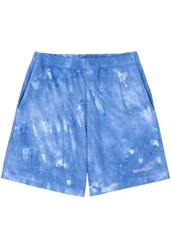 Sporty & Rich logo-embroidered cotton track shorts - Blu