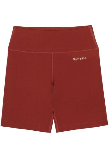 Sporty & Rich logo-print elasticated-waistband biker shorts - Rosso