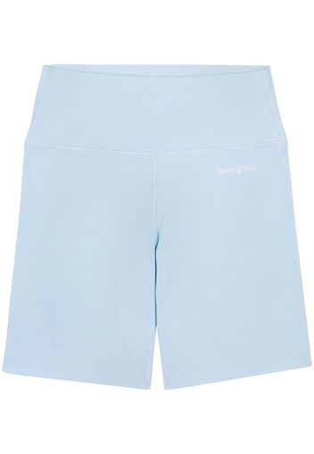 Sporty & Rich logo-print elasticated-waistband biker shorts - Blu