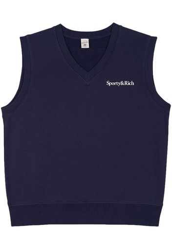 Sporty & Rich logo-print sleeveless sweatshirt - Blu