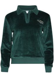 Sporty & Rich long-sleeve velour polo top - Verde