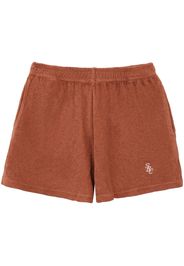 Sporty & Rich logo-embroidered towelling-finish shorts - Arancione