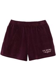 Sporty & Rich logo-embroidered velvet shorts - Rosso