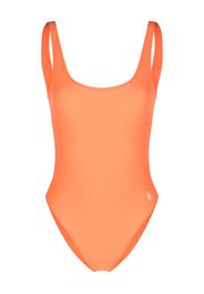 Sporty & Rich logo-print open-back swimsuit - Arancione