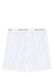 Sporty & Rich logo-waistband striped cotton shorts - Blu