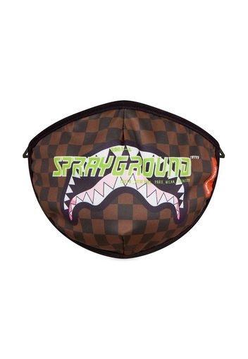 sprayground kid logo-print checked face mask - Marrone