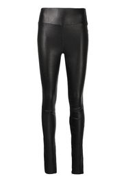 Sprwmn Leggings in pelle con zip - Nero