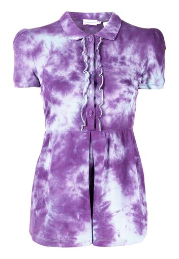 Stain Shade tie-dye peplum polo top - Viola