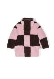 STAND STUDIO Kids checkered faux-fur coat - Rosa