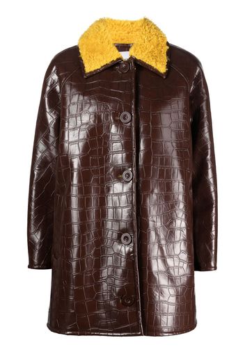 STAND STUDIO long-sleeve faux-leather jacket - Marrone