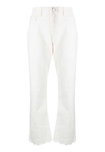 STAUD Jeans dritti Noemie con ricamo - Bianco