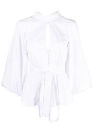 STAUD Danica cut-out belted blouse - Bianco