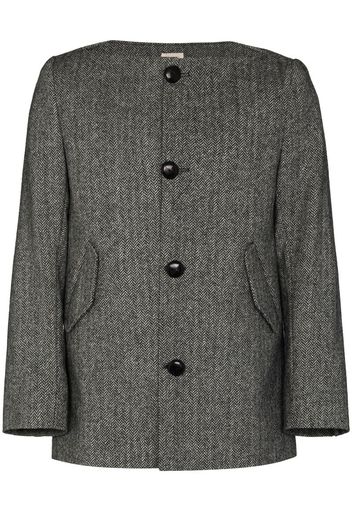 boat neck herringbone coat