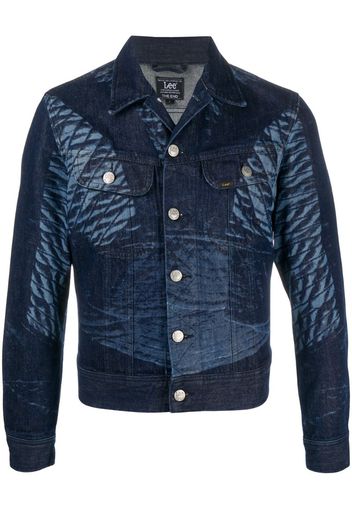 distressed-print denim jacket