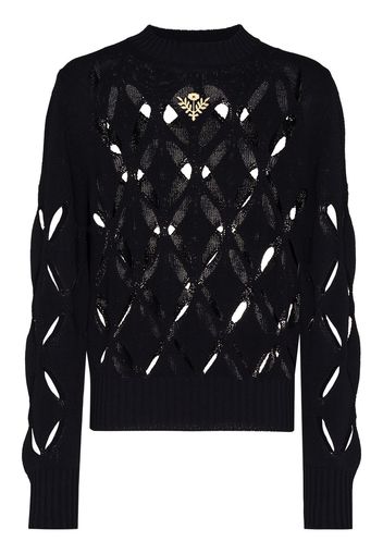 Stefan Cooke floral embroidery slashed cut-out jumper - Blu