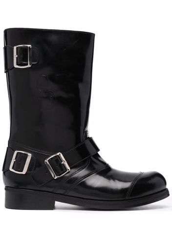 Stefan Cooke Biker buckle-detail mid-calf boots - Nero