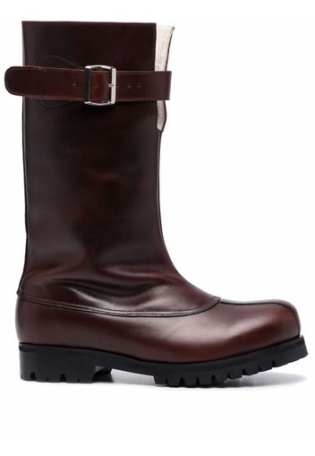 Stefan Cooke Stivali a punta con fibbie - SHEARLING BOOT - BROWN LEATHER