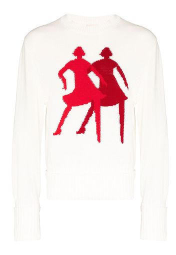 Stefan Cooke Dancing Ladies intarsia-knit jumper - Bianco