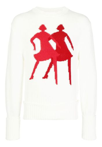 Stefan Cooke Dancing Ladies intarsia-knit jumper - Bianco