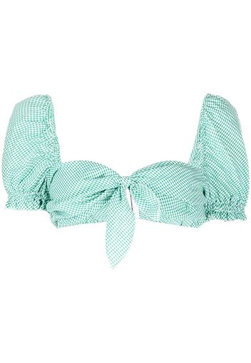 STEFANIA VAIDANI Vichy gingham-print cropped top - Verde